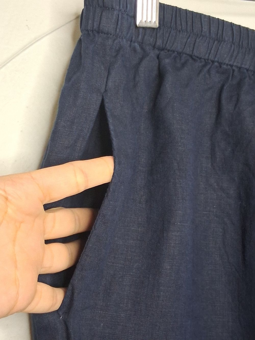 Quince 100% European Flax  Linen Navy Blue Cropped Pajama Lounge Pants Women's L - Picture 5 of 9